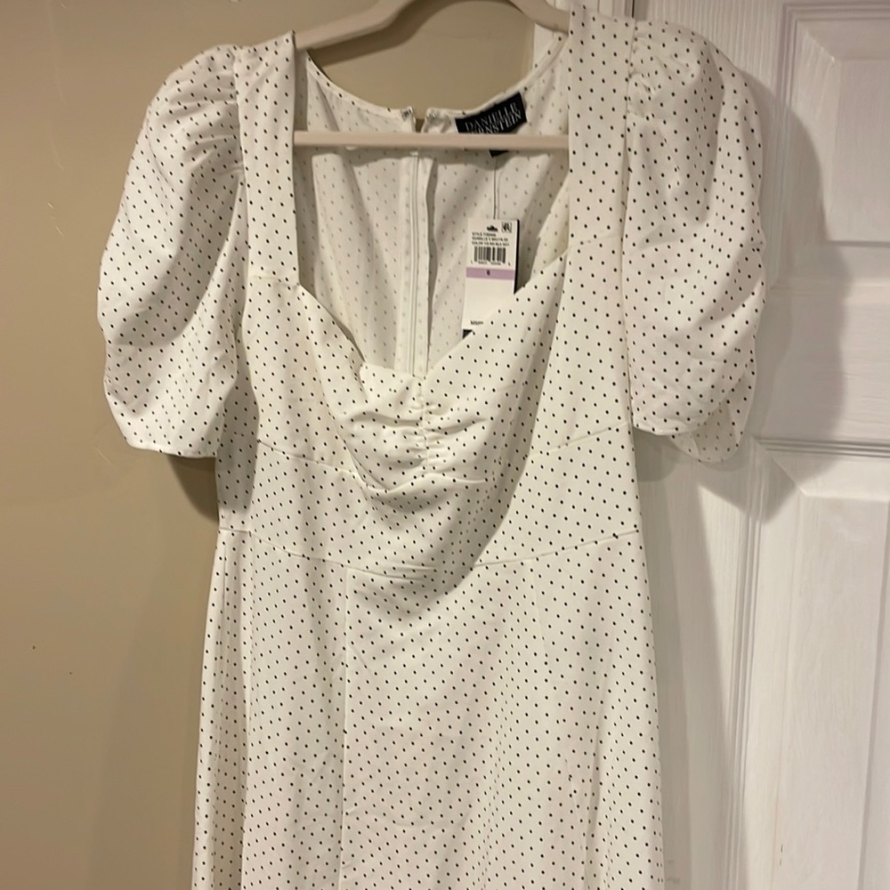 White Puff Sleeve Dress with Slit
